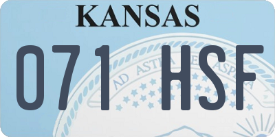 KS license plate 071HSF