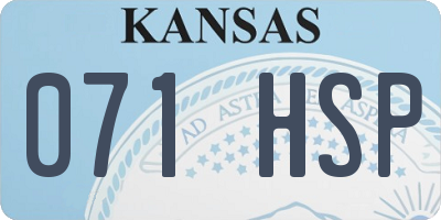 KS license plate 071HSP