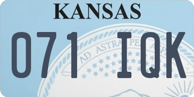 KS license plate 071IQK