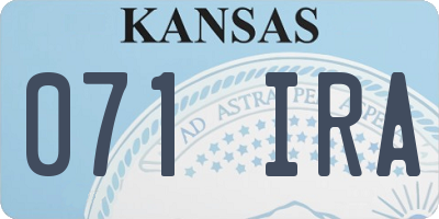 KS license plate 071IRA