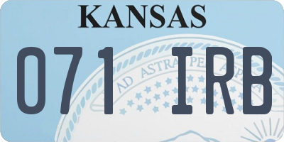 KS license plate 071IRB