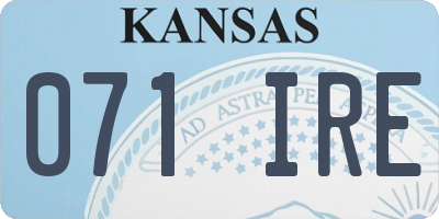 KS license plate 071IRE