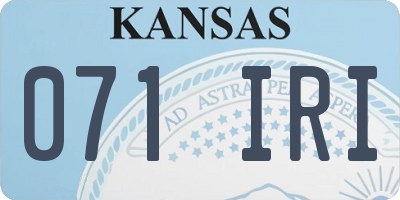 KS license plate 071IRI