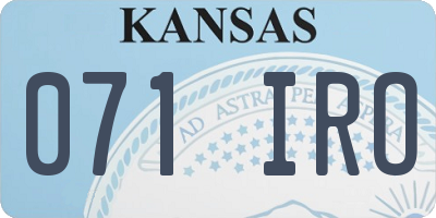 KS license plate 071IRO