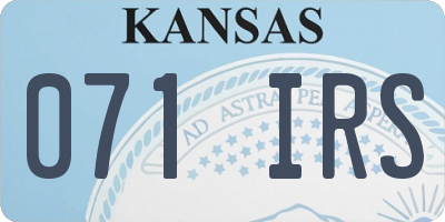 KS license plate 071IRS