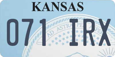 KS license plate 071IRX