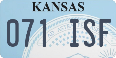 KS license plate 071ISF