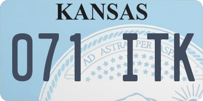 KS license plate 071ITK