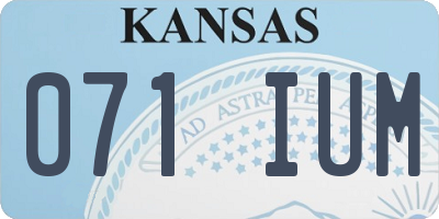KS license plate 071IUM