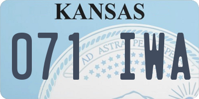 KS license plate 071IWA