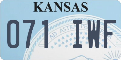 KS license plate 071IWF