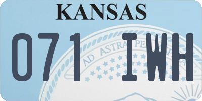 KS license plate 071IWH