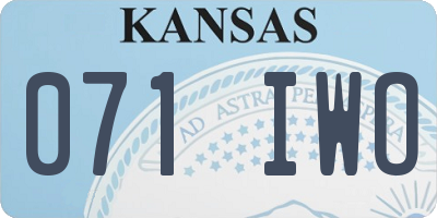 KS license plate 071IWO