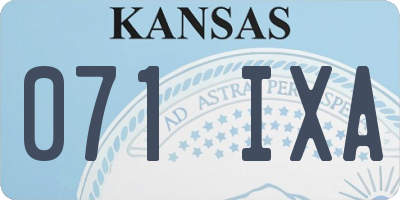 KS license plate 071IXA