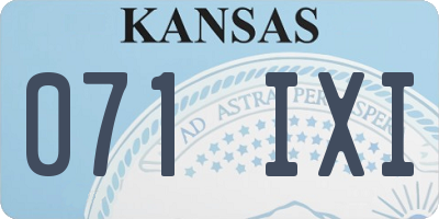 KS license plate 071IXI