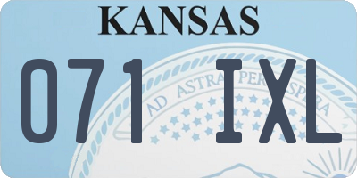 KS license plate 071IXL
