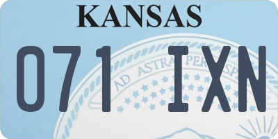 KS license plate 071IXN