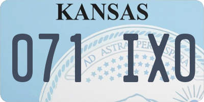 KS license plate 071IXO