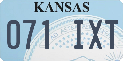 KS license plate 071IXT