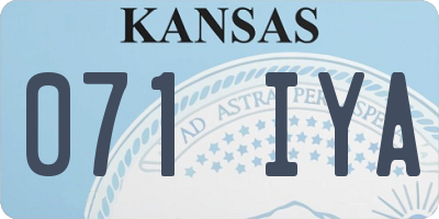KS license plate 071IYA