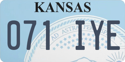 KS license plate 071IYE