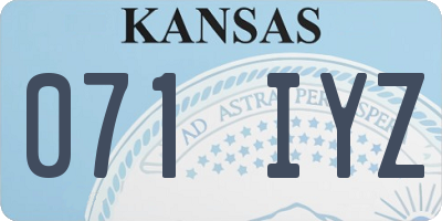 KS license plate 071IYZ