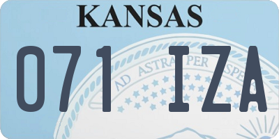 KS license plate 071IZA