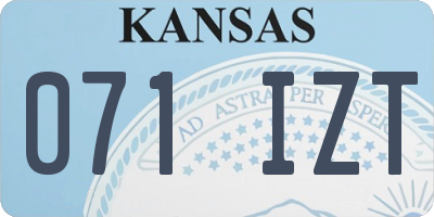 KS license plate 071IZT
