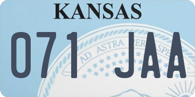 KS license plate 071JAA
