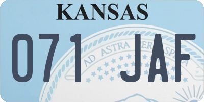 KS license plate 071JAF
