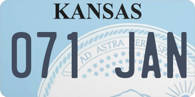 KS license plate 071JAN