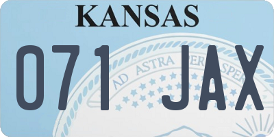 KS license plate 071JAX