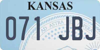 KS license plate 071JBJ