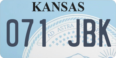 KS license plate 071JBK