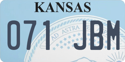 KS license plate 071JBM