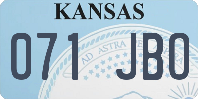 KS license plate 071JBO