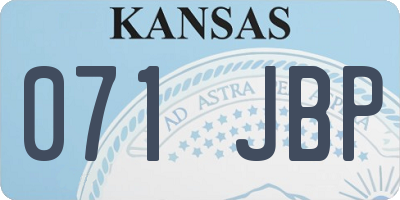 KS license plate 071JBP