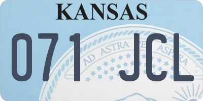 KS license plate 071JCL