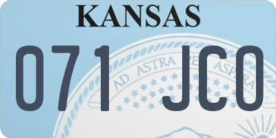 KS license plate 071JCO