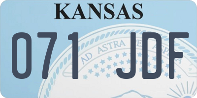 KS license plate 071JDF