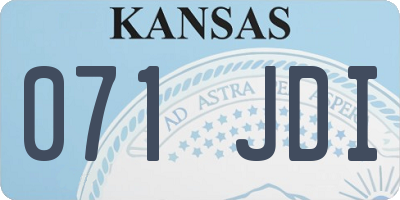 KS license plate 071JDI