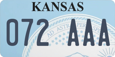 KS license plate 072AAA