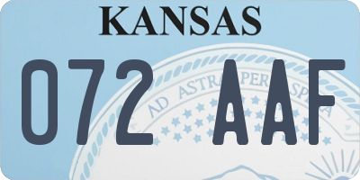 KS license plate 072AAF