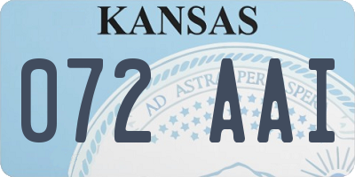 KS license plate 072AAI