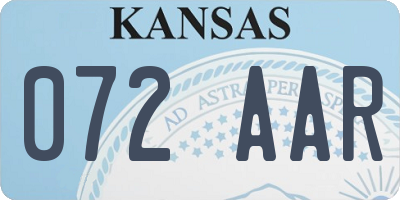 KS license plate 072AAR