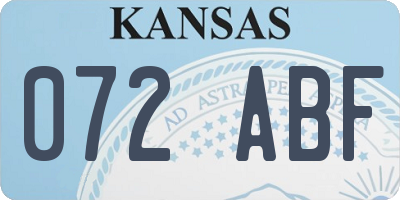 KS license plate 072ABF