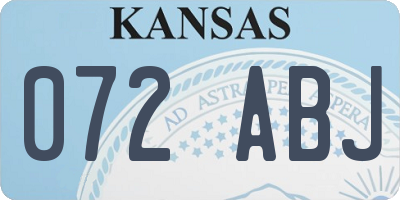KS license plate 072ABJ