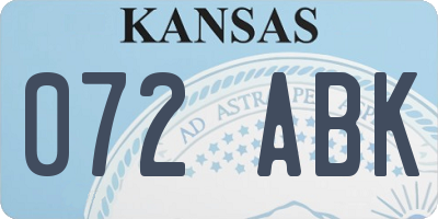 KS license plate 072ABK