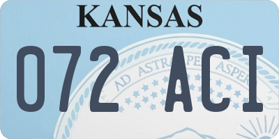 KS license plate 072ACI