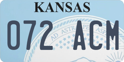KS license plate 072ACM